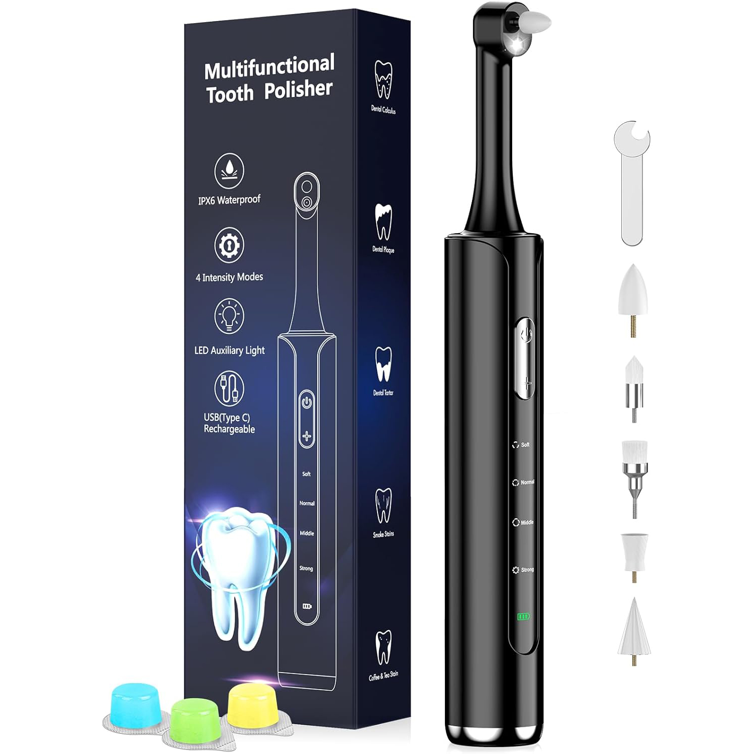 충전식 치아 광택기, 5개 브러시 헤드, 4단 속도 조 - Teeth Whitening Or Tooth Whitening 리뷰 및 가격
