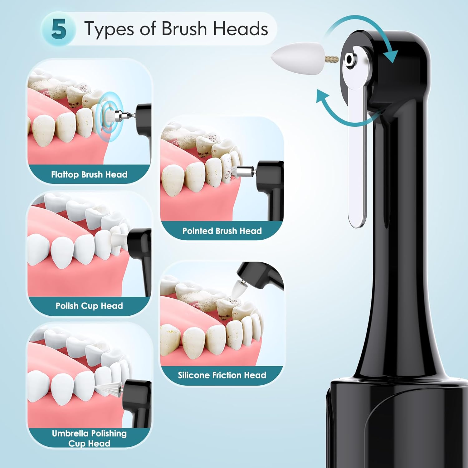 충전식 치아 광택기, 5개 브러시 헤드, 4단 속도 조 - Teeth Whitening Or Tooth Whitening 리뷰 및 가격