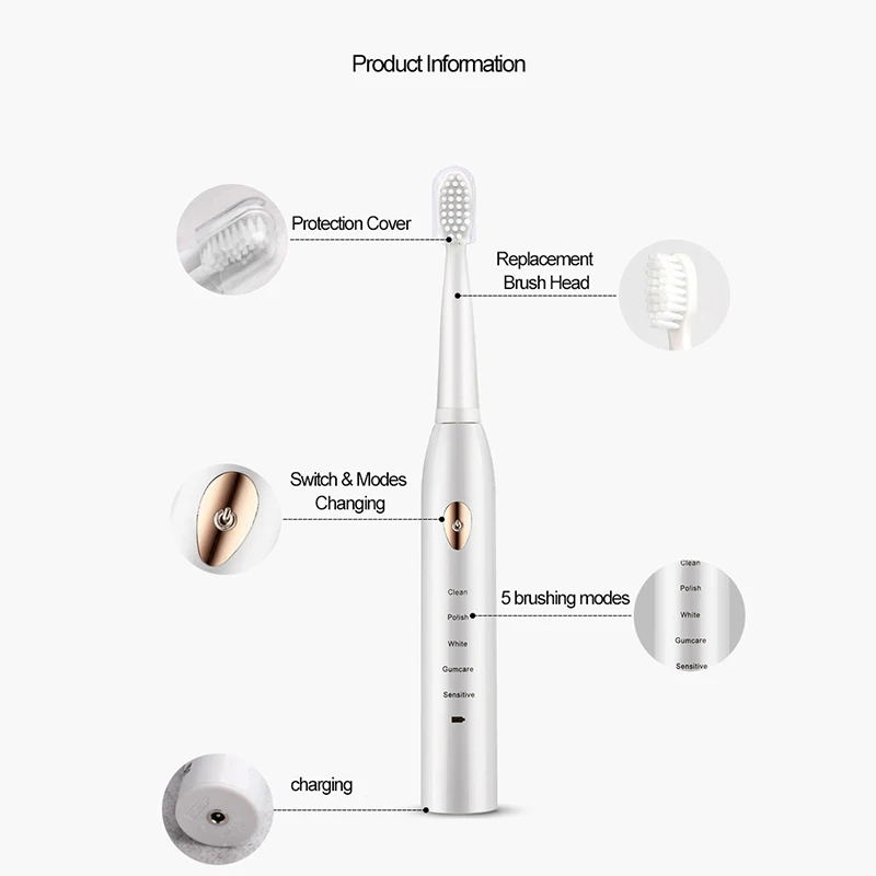 성인용 충전식 칫솔 용 초음파 음파 전동 칫솔 세척 가 - Teeth Whitening Or Tooth Whitening 리뷰 및 가격