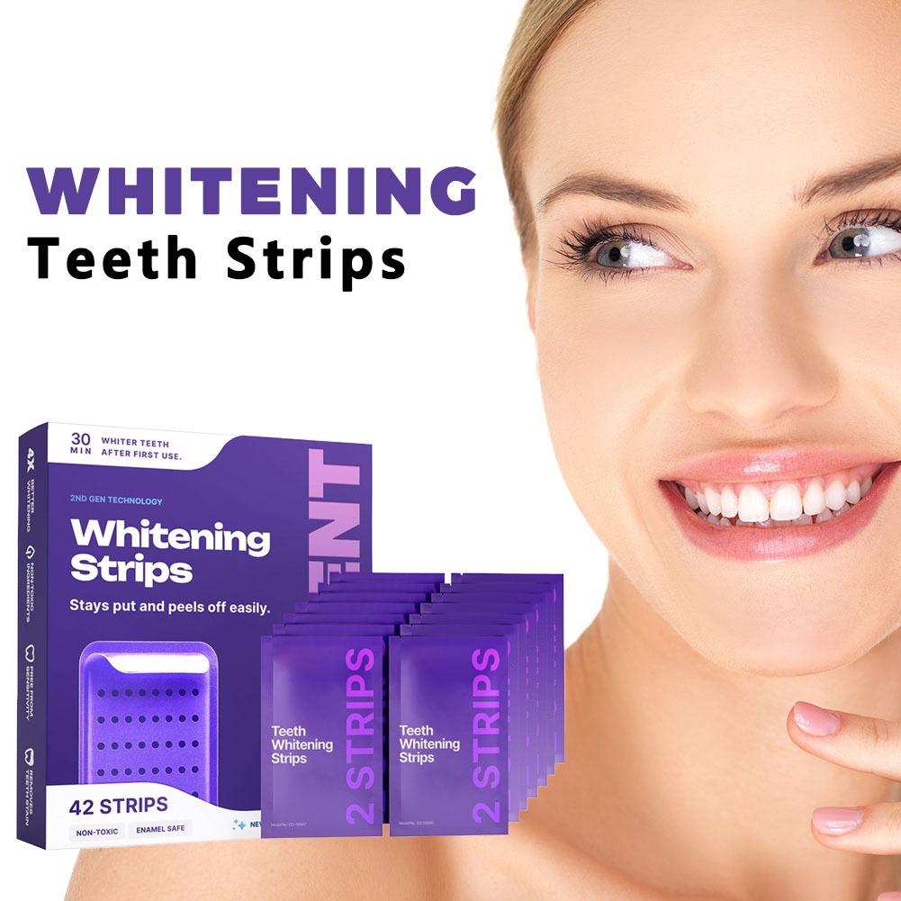 42팩 퍼플 치아 미백 스트립 - 30분 빠른 미백 젤 - Teeth Whitening Gel Refills 리뷰 및 가격
