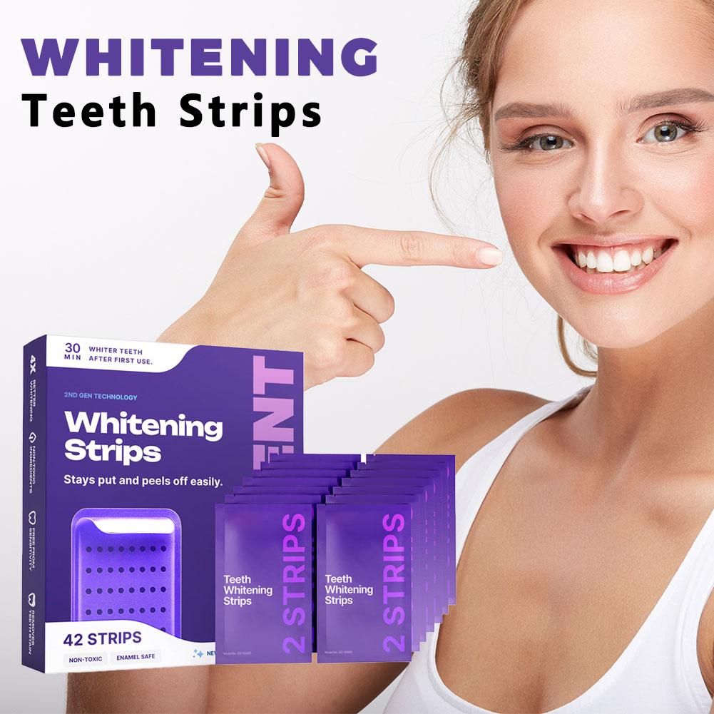 42팩 퍼플 치아 미백 스트립 - 30분 빠른 미백 젤 - Teeth Whitening Gel Refills 리뷰 및 가격