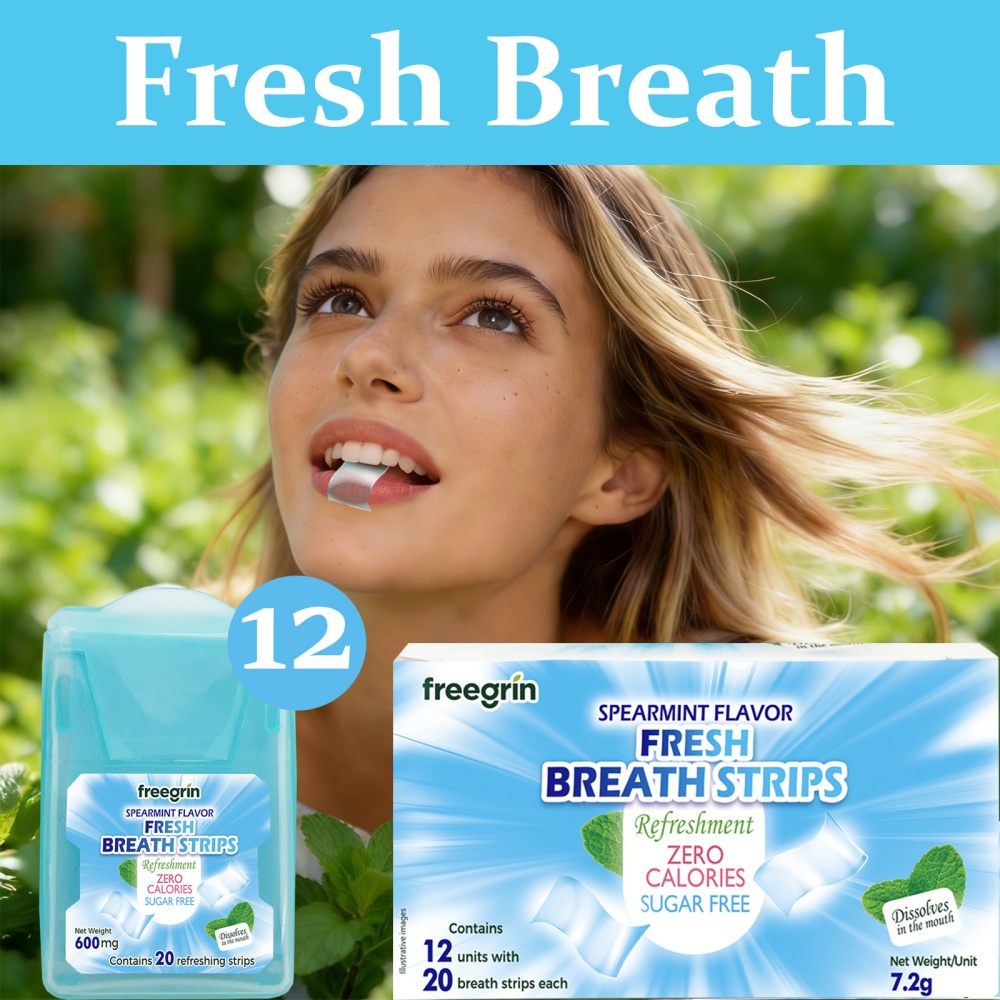 프리그린 스피어민트 향 구취제거 스트립 휴대용 스트립  - Teeth Whitening In Office 리뷰 및 가격
