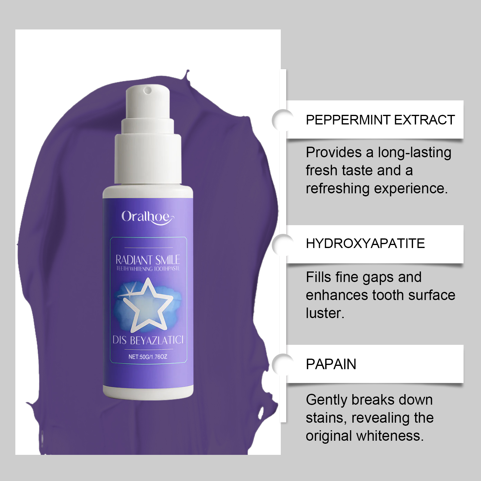 오랄호 50g 퍼플 치아 미백 치약 - 플라그 및 얼룩 - Teeth Whitening Or Bleaching 리뷰 및 가격