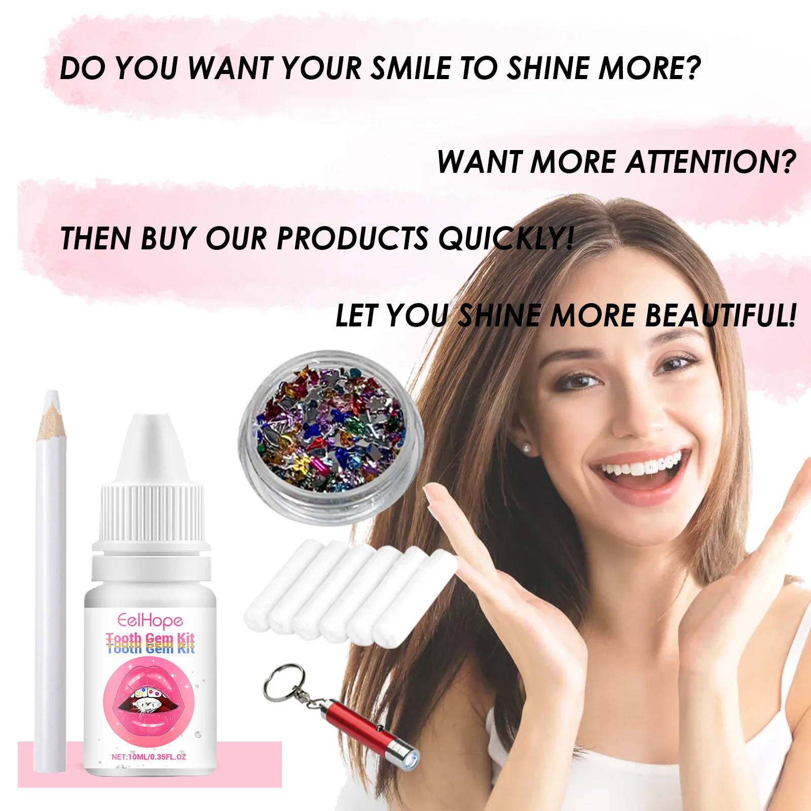 치아 장식 키트 DIY 투명 보석 장식 글리터 아름다운 - Teeth Whitening Kit With Light 리뷰 및 가격
