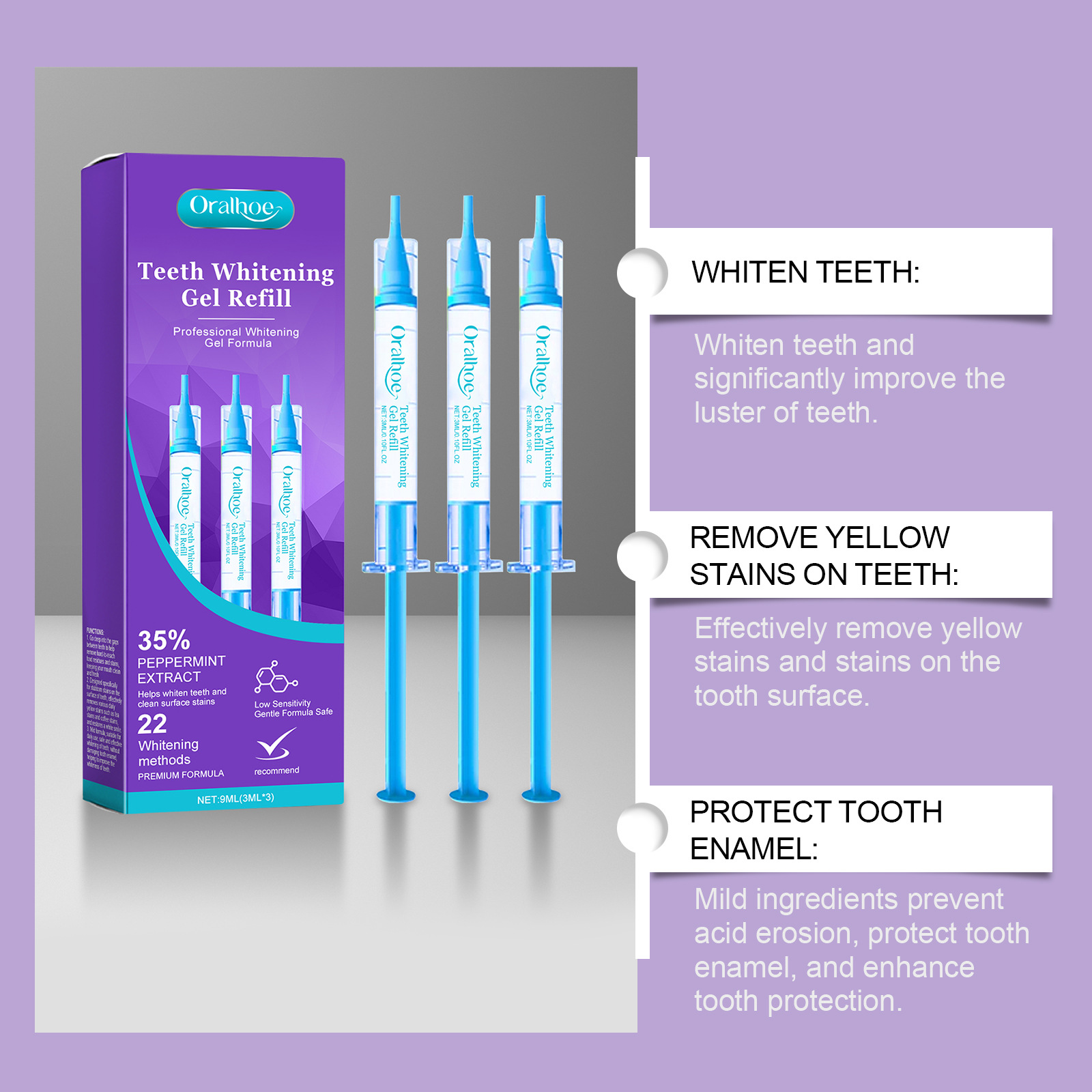 오랄호이 치아 미백 젤 리필 3개입 3ml 민트 포뮬러 - Teeth Whitening Gel Refills 리뷰 및 가격